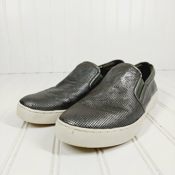 Michael Kors Signature Keaton Gunmetal Silver Leather Sneaker Loafers A20 - Picture 2 of 11